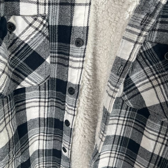 Telluride 100% Cotton Fleece Lined Flannel Button Up Jacket Mens Sz XL BLK/WHITE - Picture 13 of 13